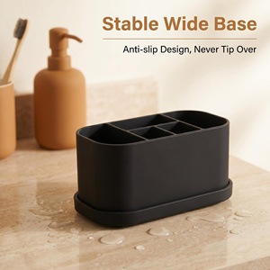 Organisateur de rangement multi-compartiments en silicone de qualité alimentaire, antidérapant, écologique, pour bureau, cosmétiques, salle de bain, articles de toilette - Product Image 4