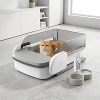 Litière Intelligente Premium Auto-Nettoyante pour Chat, Anti-Odeur, en Acier Inoxydable, Conception Ouverte pour Grands Chats, 30 Jours Sans Vidage Manuel