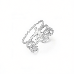 เอมี่ เอมี่แฟชั่นริง A3480 แหวนค็อกเทลชุบเงิน 925 สำหรับผู้หญิงพร้อมการออกแบบโซ่คิวบิกเซอร์โคเนียของขวัญเครื่องประดับอินเทรนด์ - Product Image 3