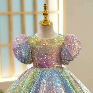 High Quality Summer Girls Dress Rainbow Mesh Bow Birthday Party <strong>Dance</strong> Costume Little Princess Dress Kids <strong>Clothes</strong> - Product Image 3