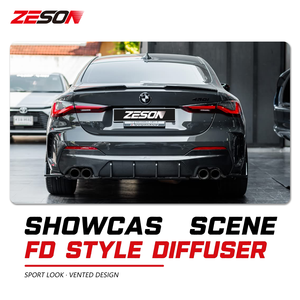 Difusor Trasero Estilo FD de Fibra de Carbono Real para <span class=keywords><strong>BMW</strong></span> Serie 4 G22 G23 430i M440i Coupé Convertible, Parachoques Brillante 2020+ - Product Image 6