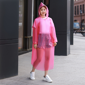 Wholesale Disposable <strong>Rain</strong> <strong>Poncho</strong> with Hood, Drawstring Cuffs with Elastic Unisex Raincoat Plastic Materialt - Product Image 3