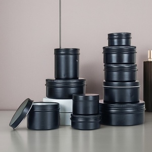 Pot en aluminium vide de haute qualité pour emballage, pot en aluminium noir mat pour pommade et crème à barbe avec bouchon à vis - Product Image 1