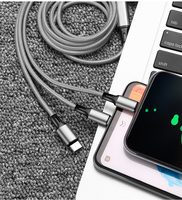 Kabel Pengisi Daya USB Multifungsi 3 in 1 Nylon Braid 1.2M untuk Ponsel/Type-C/Android - Promo!