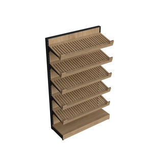 Highbright Sturdy <b>Wooden</b> & Steel Base Bakery Display <b>Rack</b> with Back for Supermarket Shelves - Product Image 6