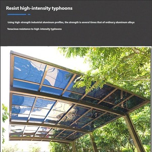Toldo de Techo Arqueado con Estructura de <span class=keywords><strong>Aluminio</strong></span> para Exteriores, Garaje, Cobertizo, Patio, Estacionamiento para 2 Autos, Diseño Natural Simple, Recubrimiento en Polvo - Product Image 6