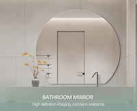 Miroir mural demi-rond sans cadre, anti-explosion, décoratif pour salle de bain et chambre à coucher