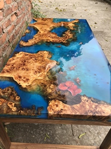 Venta al por mayor de fábrica en Vietnam: Tablero de mesa de madera de resina epoxi de alta calidad con madera natural, fotos reales. - Product Image 5