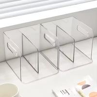 Boîte de rangement de bureau transparente multifonctionnelle, organisateur de bibliothèque rectangulaire pour magazines et livres
