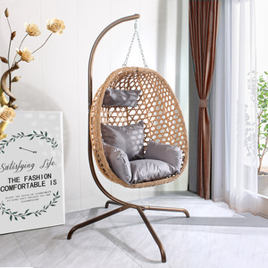 Commercial Outdoor Garden Lounge Chaise Hanging <b>Chair</b> Patio <b>Chair</b> <b>Swing</b> with Stand Grey Durable Egg <b>Chair</b> - Product Image 3