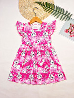 Robes d'été pour bébés filles, style boutique, à manches classiques, en soie de lait, à motifs, prêtes à l'emploi, sans droits de douane, à prix bas, vente en gros