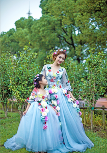 Flower fairy <strong>Princess</strong> <strong>Adult</strong> Child <strong>Dress</strong> Long Birthday Costume Parent-child Outfit Royal Blue <strong>Princess</strong> Wedding Gown <strong>Dress</strong> - Product Image 2