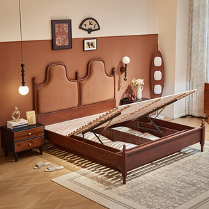 Rắn Gỗ Nữ Hoàng Giường Đặt Sang Trọng Cổ Đồ Nội Thất Phòng Ngủ Mạnh Mẽ Đôi Đầy Đủ Vua Kích Thước Giường Thủ Công Bằng Gỗ Sang Trọng Giường Nữ Hoàng - Product Image 2