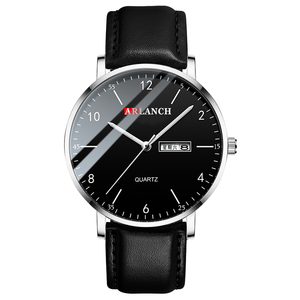 Montre à quartz minimaliste pour homme, bracelet en cuir, montre-bracelet simple pour affaires, étanche, tendance - Product Image 4