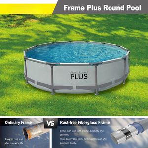 <span class=keywords><strong>Piscine</strong></span> hors sol ronde à cadre métallique en PVC pour toute la famille, idéale pour l'extérieur et le jardin, différentes tailles disponibles - Offre Spéciale - Product Image 3