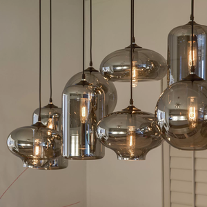 Isola da Cucina Moderna in Stile Nordico con Lampadari <span class=keywords><strong>a</strong></span> Sfera in Vetro Grigio per Decorazione Ristorante Lampade <span class=keywords><strong>a</strong></span> Sospensione in Vetro - Product Image 4