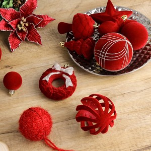 Novidade SHUANGYUAN: Bola de Natal de Veludo Feita à Mão, Pintada à Mão, Bolas de Natal com Efeito Flocado - Product Image 3