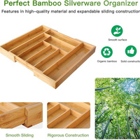 Tiroirs de rangement coulissants en bambou premium, ajustables et extensibles, pour cuisine et jouets pour bébés