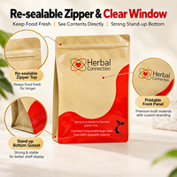 Sachets personnalisés en kraft avec fenêtre transparente et fermeture éclair refermable pour emballage alimentaire de biscuits, noix et snacks