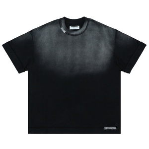 Camiseta de Manga Corta Vintage con Lavado Degradado Estilo Americano de Alta Calidad Personalizada 2024 para Hombre y Mujer - Product Image 1