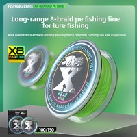Ligne de pêche tressée PE HUAYU LURE, nouveau style, 150m/100m, 8 brins, ultra-lisse, enduite, longue portée, ligne de coulée pour rivière