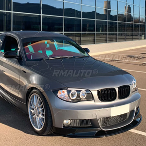 Car Front Bumper Lip for BMW 1 Series E82 M Sport 2007-2013 Side Spoiler <b>Splitter</b> Cover Trim Glossy Black Carbon Fiber Style - Product Image 3