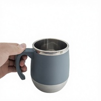 Mug à café classique en acier inoxydable avec couvercle et poignée, isolé sous vide, sans BPA, anti-fuite, pour le voyage, le camping, le bureau, les cadeaux promotionnels, chaud/froid