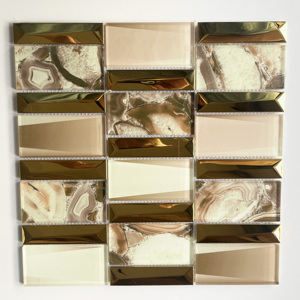 Thủy tinh trang trí màu vàng gương Gạch Mosaic phong cách hiện đại cho biệt thự phòng tắm nhà bếp backsplash trang trí tường nội thất - Product Image 1