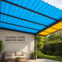 Techo Corrugado Azul para Pérgolas de Comedor al Aire Libre, Cubiertas de Patio, Refugios de Jardín y Proyectos de Toldos