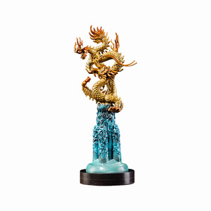 Auspicious <b>Dragon</b> Copper Ornament <b>Lighted</b> Feng Shui Desk Decor Chinese New Year Gift Single Piece - Product Image 1