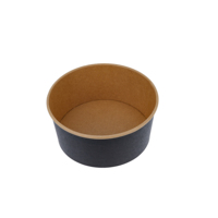 Bol à salade rectangulaire jetable en papier kraft brun 16 oz, bol à glace en papier kraft 500 ml, récipient en kraft noir avec couvercle