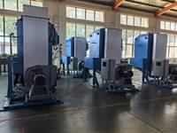 Boîtier de dépoussiéreur bleu certifié ISO9001 pour la fabrication de tôles, avec trémie conique et cadre de support