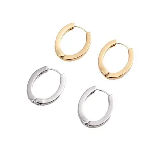 Geili Wholesale Jewellery Copper Geometric Gold Plated Simple Conch Hoop Earrings For Women