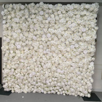 NINI 5D 8ft X 8ft Weiße Rosen-Blumenwand Leinwand Leinwandzubehör Florale Hochzeitswanddekoration Quadratisches Muster Rollenform