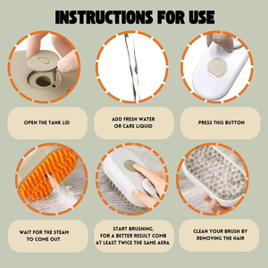 Nouvelle brosse pour animaux de compagnie 3-en-1 : brosse vapeur, peigne de toilettage et de massage, et brosse à vapeur autonettoyante pour l'élimination des poils - Product Image 5