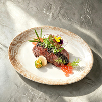 Service de vaisselle en céramique TESSWANG à glaçure réactive craquelée, marron rouille moucheté, assiettes, bols et plateaux ovales pour restaurant