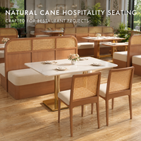 Chaises de salle à manger en rotin, chaise à dossier en rotin tressé avec structure en bois massif pour café et bar en bord de mer, marina, skyline, rivière, port