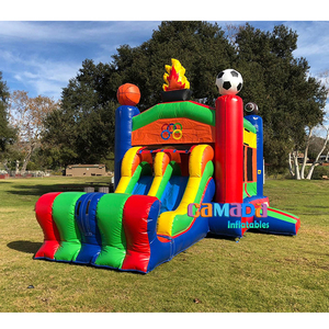 Château gonflable inspiré du ballon de sport Combo pour garçons Bounce House avec videur et toboggan Jumping Castle avec toboggan - Product Image 5