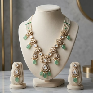 Elegant 925 Silver Moissanite Modern <b>Statement</b> <b>Necklace</b> and Bridal Earrings Set Designer Wedding Jewelry Women's Collection - Product Image 2