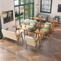 Canapé en cuir de style moderne pour restaurant, mobilier en bois pour café, salon de thé, table et chaises de salle à manger