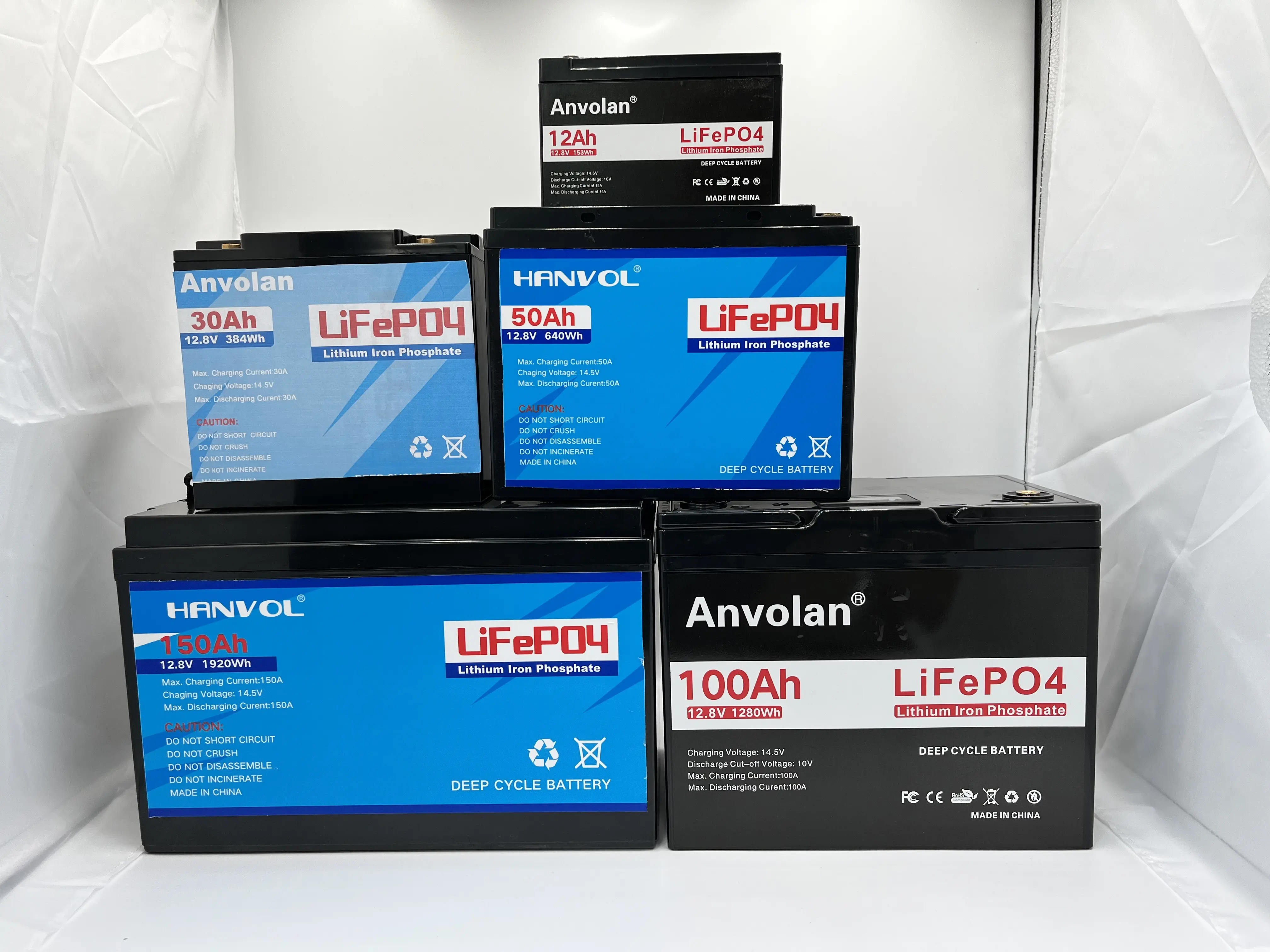 Anvolan Groothandel Hoge Kwaliteit Lifepo4 12V Accu/Lifepo4 Lithium Ion Fosfaat Batterij 12V 6Ah 12Ah 24Ah 50Ah