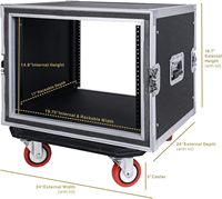 Rack audio 8U / Flight case ATA, Flight case pour amplificateur PA DJ 8U avec roues