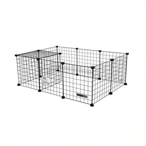 Clôture en fil métallique robuste Db, 12 panneaux, cage rectangulaire pour animaux de compagnie, utilisation intérieure/extérieure, barrière en maille de fer thermolaquée - Product Image 1