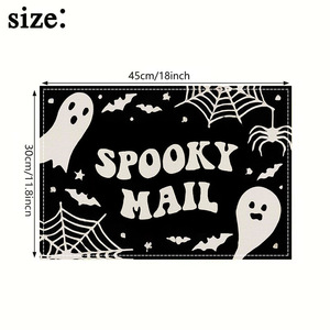黒背景カスタム印刷ハロウィン用プレースマットホームパーティーテーブルデコレーションリネンアンチスキャルディングプレースマット - Product Image 4