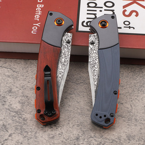 Couteau de poche EDC de survie pour le camping, en <span class=keywords><strong>acier</strong></span> Damas 15080, <span class=keywords><strong>avec</strong></span> manche en bois de rose/G10, pour le commerce transfrontalier, <span class=keywords><strong>coupe</strong></span>-fruits - Product Image 3