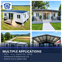 Maison conteneur 3 chambres avec cuisine et salle de bain, maisonnette préfabriquée modulaire moderne portable à double aile pour projets de camping