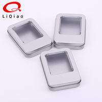 Boîte en étain pour boucles d'oreilles, boîte à bijoux, emballage de bijoux, fenêtre claire, Rectangle en argent, Badges artisanaux, boutons, disque U, petite boîte métallique