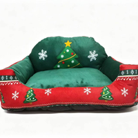 Lit de Noël pour chat, design renne, canapé-lit avec coussin en coton PP doux, amovible et lavable