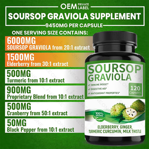 OEM/ODM Natural Soursop Graviola Capsules Multivitamin Antioxidant <strong>Supplement</strong> Capsules for Cell <strong>Health</strong> Provide Energy - Product Image 5