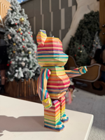 Blocs de construction créatifs arc-en-ciel colorés en gros, briques géométriques à facettes, figurine d'ours, jouet d'art de collection, décoration intérieure